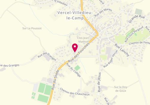 Plan de Clinique vétérinaire du Chanois, 1 Rue de l'Étang, 25530 Vercel-Villedieu-le-Camp