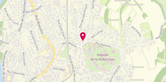 Plan de Clinique Vétérinaire des Vosges - la Robertsau (Carpentier-Gouriou-Wagner), 45 Rue Mélanie, 67000 Strasbourg