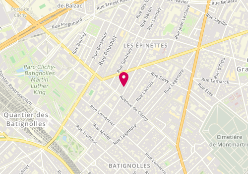 Plan de Clinique vétérinaire Batignolles-Epinettes, 57 Rue des Moines, 75017 Paris